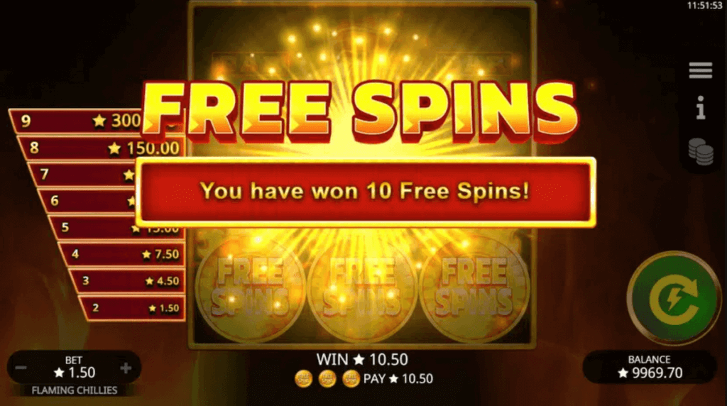 Flaming Chilies Free Spins
