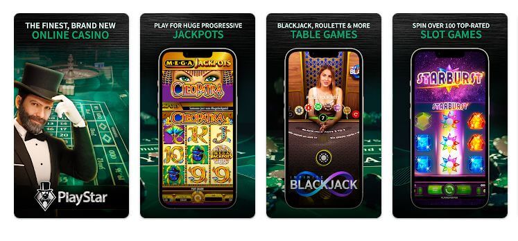 PlayStar casino app screens
