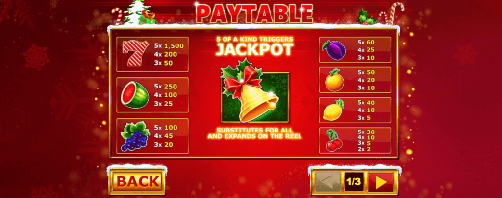 Christmas Jackpot Bells paytable