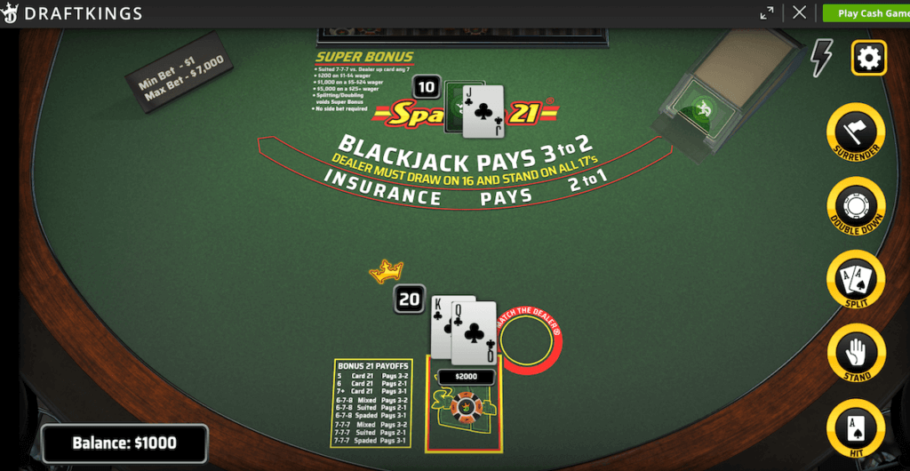 Spanish 21 blackjack
