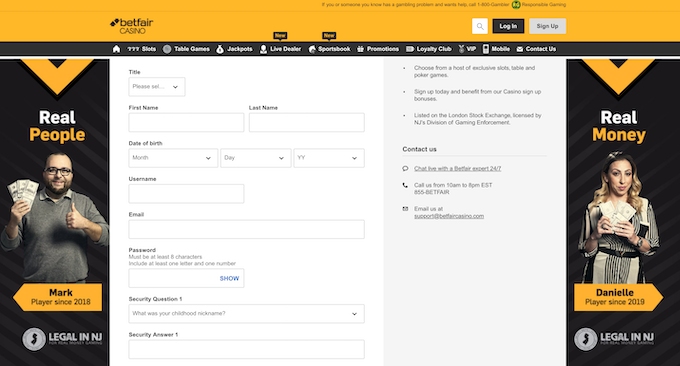 Betfair Casino Sign Up