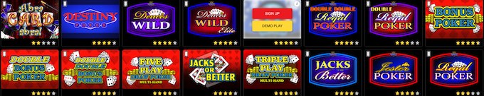 Golden Nugget Video Poker Selection