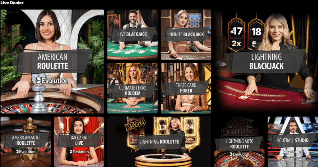 BetMGM live casino selection