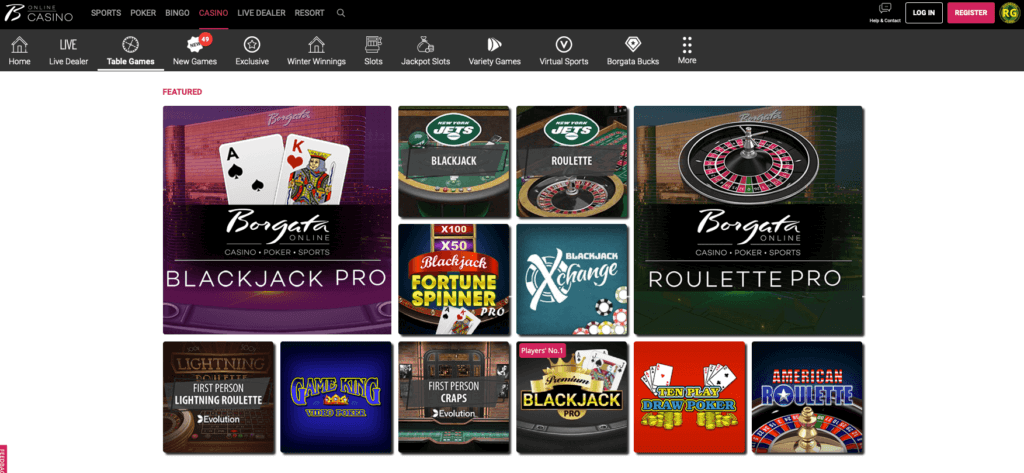 Borgata Online Casino Table Games