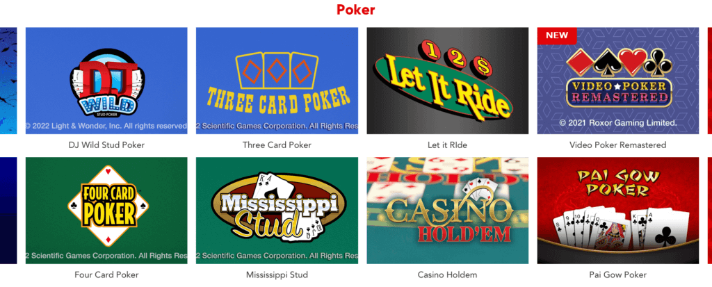 Virgin Casino Online Poker Games