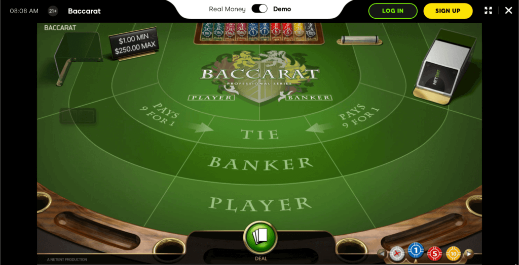 Free Online Baccarat from NetEnt at 888 Casino
