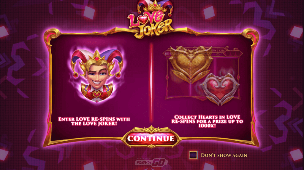 Love Joker slot welcome screen