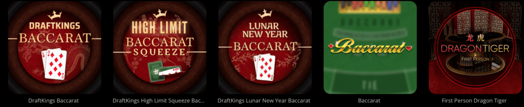 DraftKings Online Baccarat games