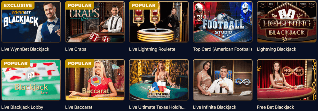 WynnBET Casino Live Dealer Games