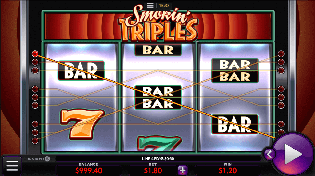 Smokin Triples 3 Reel Slot