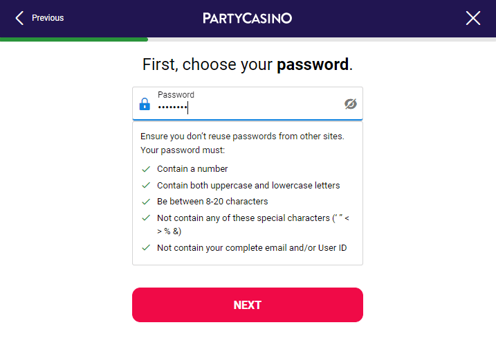 PartyCasino Password