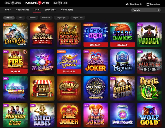 PokerStars Online Casino NJ Slot Selection